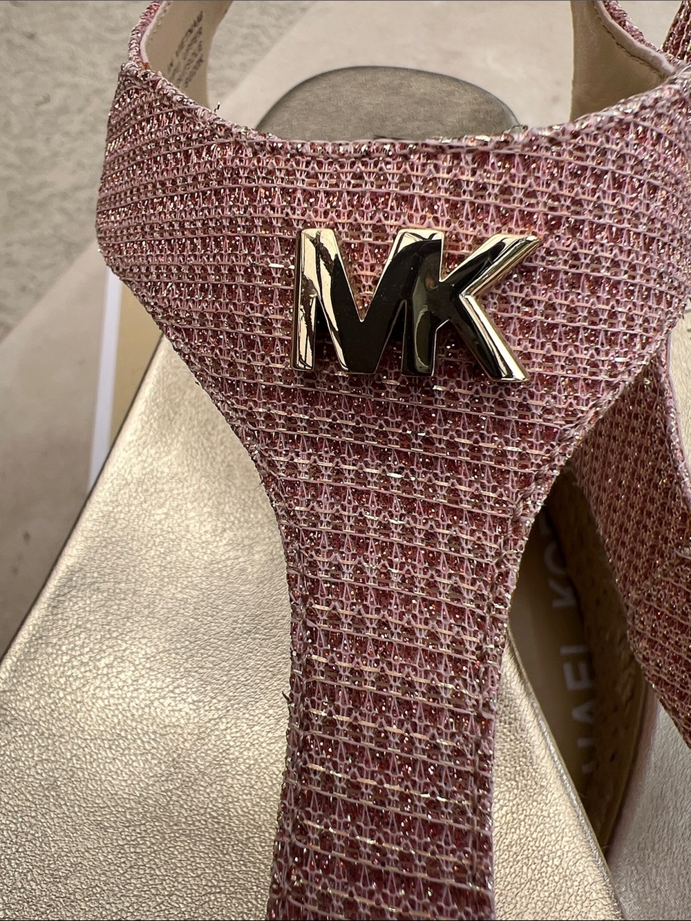 Michael Kors Pink Laney Thong Espadrille Wedge Sandals Rose Gold 7.5 - Picture 10 of 14